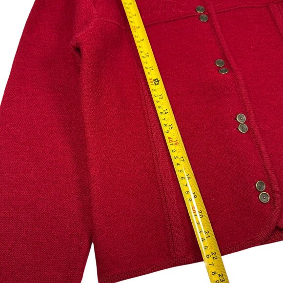 Vintage 80s Pendleton Virgin Wool Cardigan Sz M Burgundy Red Cottage Whimsical - Picture 12 of 14
